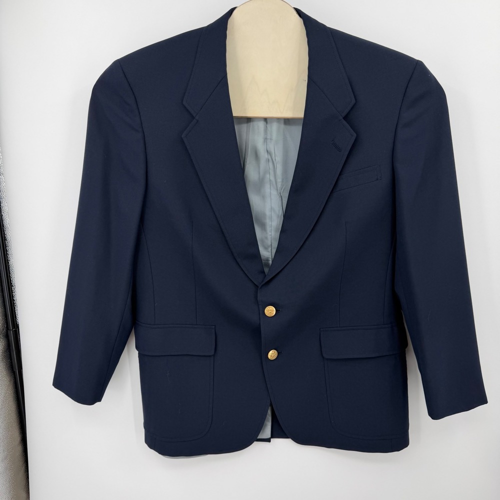 Jack Nicklaus Tournament Serie Men Navy Blue Blazer Gold Crest Button 42R Preppy